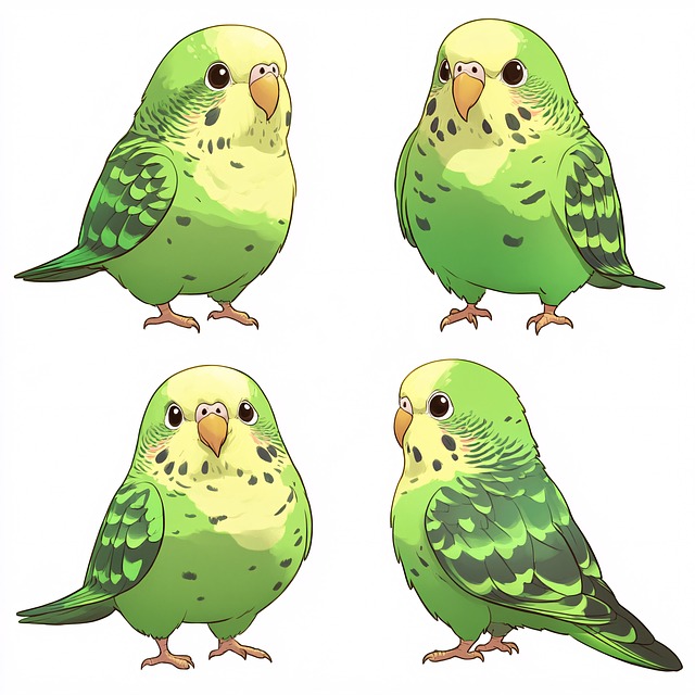 Free budgie birds green illustration