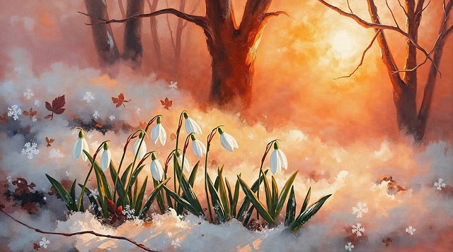 Free snowdrops winter garden illustration
