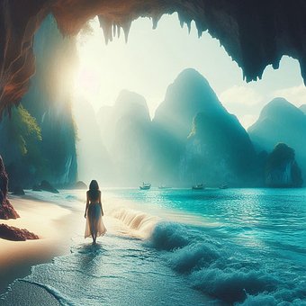 Đàn Bà, Mô Hình, Biển, Hoàng Hôn