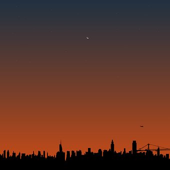 Stadt, Nacht, Urban, Gebäude, Stadtbild