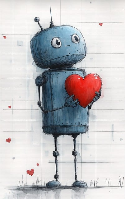 Free ai generated robot heart illustration