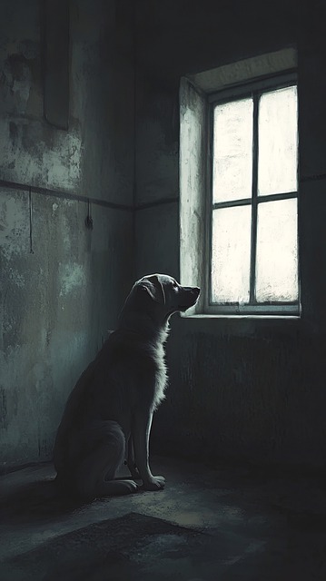 Free ai generated dog window illustration