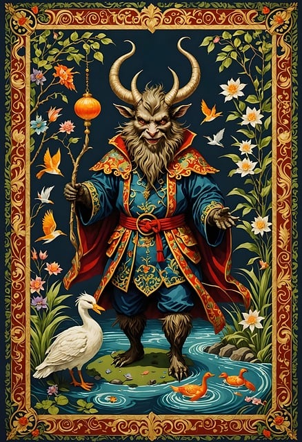 Free ai generated krampus duck illustration