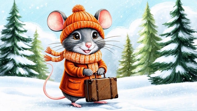 Free ai generated mouse suitcase illustration