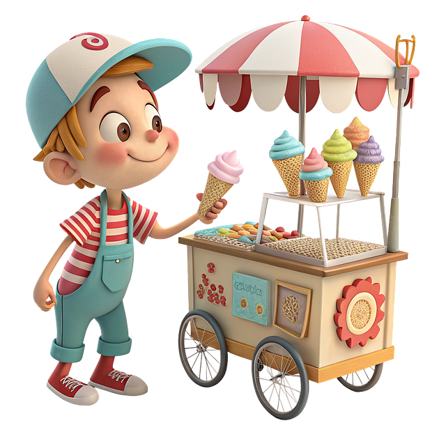 Free ai generated boy ice cream illustration