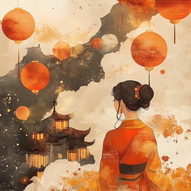 Free woman lunar new year culture illustration