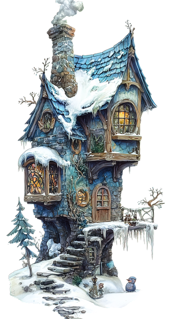 Free ai generated winter cottage illustration