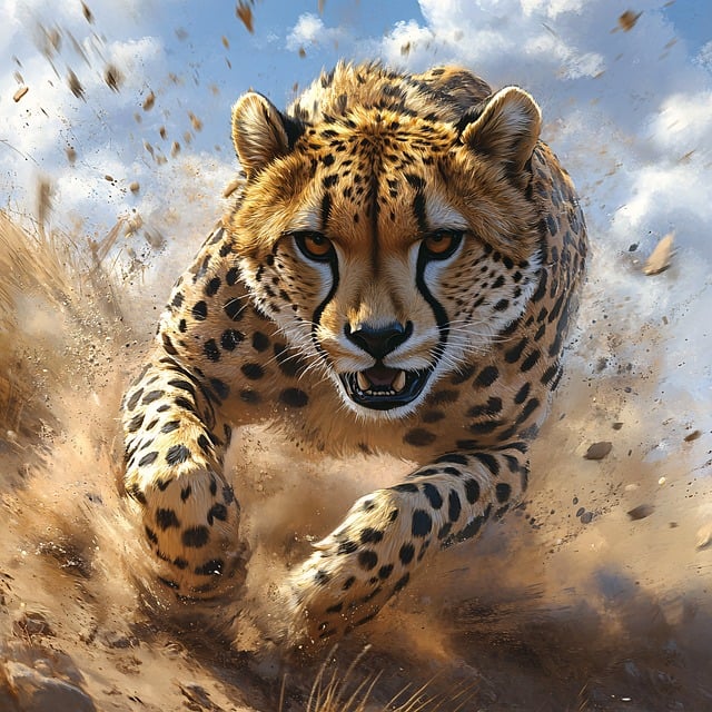 Free ai generated cheetah running illustration