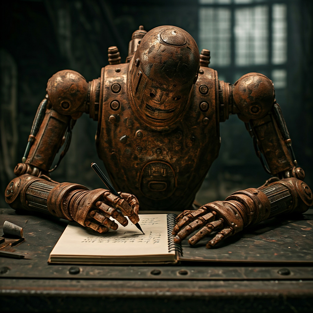 Free robot writing letter illustration