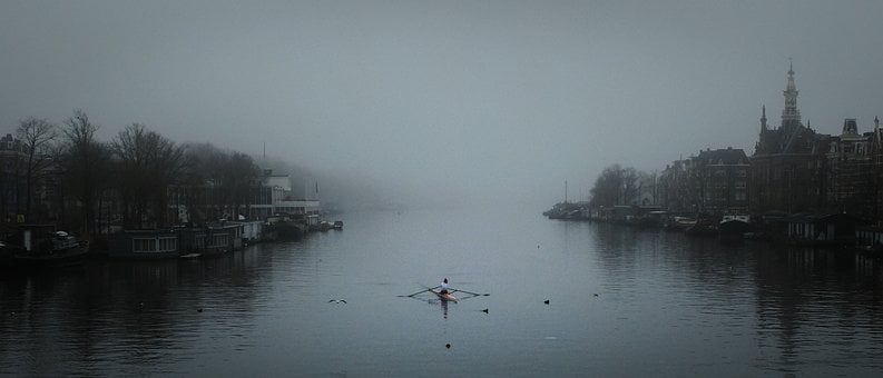Nebel, Nur, Rudern, Amsterdam, Kanal