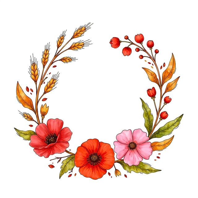Free poppies wheat flowers illustration