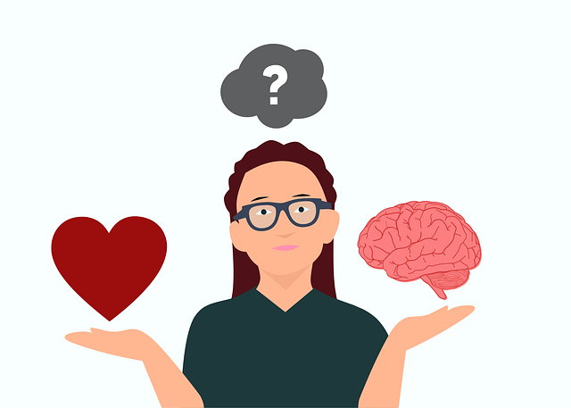 Free confusion decision making heart vector