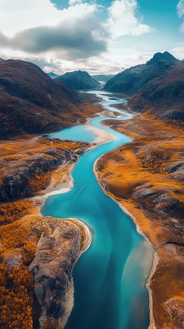 Free ai generated river mountains illustration