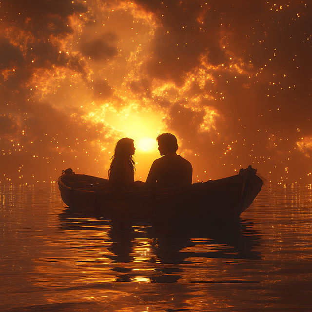 Free ai generated couple boat illustration