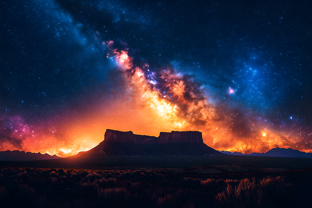 Free ai generated mountains galaxy illustration