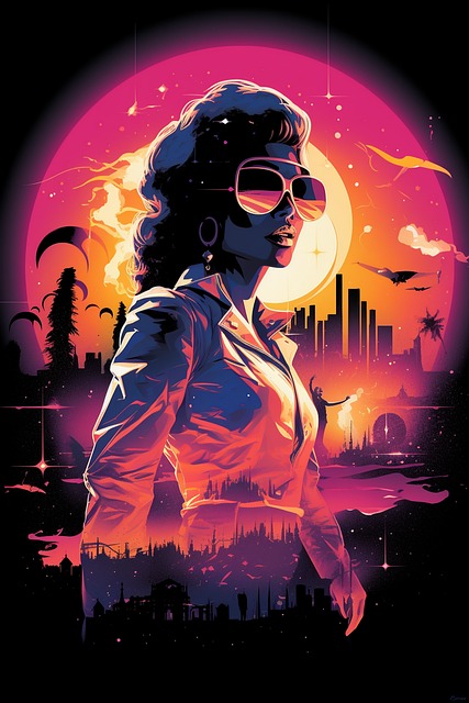Free futuristic woman retro illustration