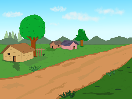 Landsby, Landskabet, Huse, Indisk
