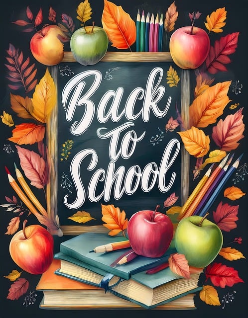 Free back to school lettering poster illustration