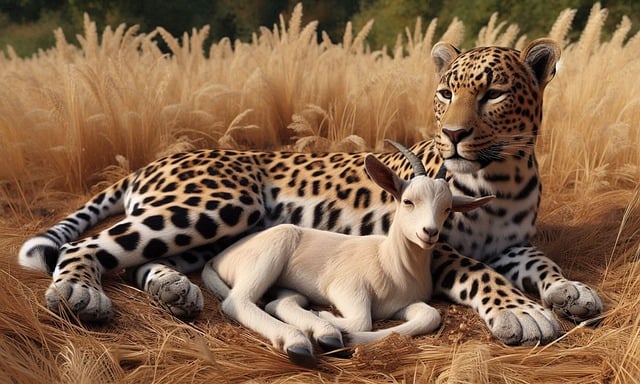 Free leopard goat lying down illustration