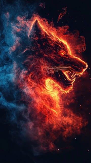 Free wolf fire flame illustration