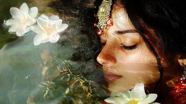Free ai generated woman flower illustration