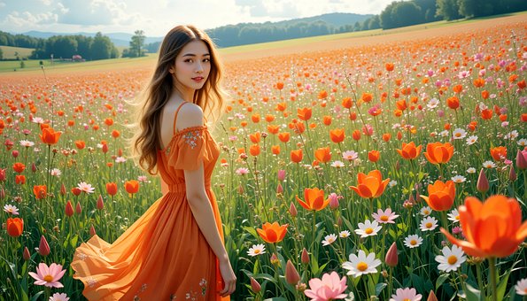 Free Girl Field illustration and picture