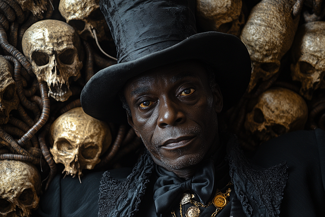 Free baron samedi skull top hat illustration