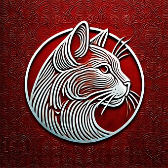 Rojo, Arte Lineal, Gato, Logo