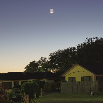 Free Moon Above House Moon photo and picture
