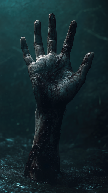 Free zombie hand horror scene undead rising illustration