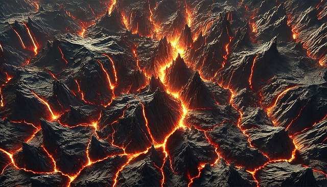 Free volcanic terrain molten lava cracked ground illustration