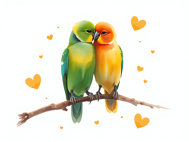 Free ai generated love birds birds illustration