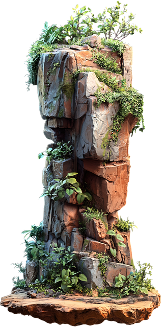 Free rocky outcrop cliff formation lush vegetation illustration