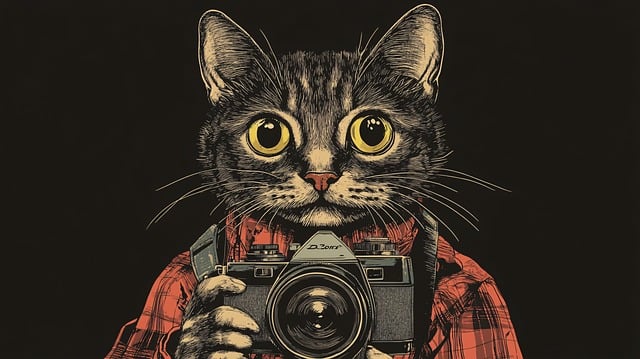 Free cat camera photographer illustration