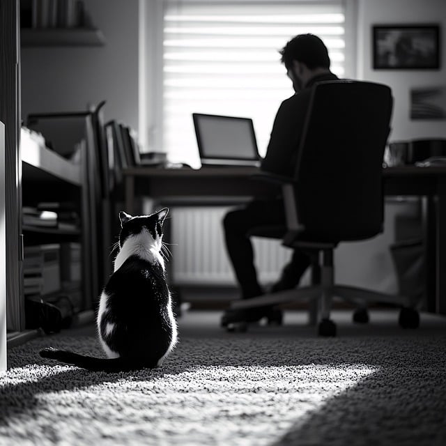 Free ai generated man cat illustration