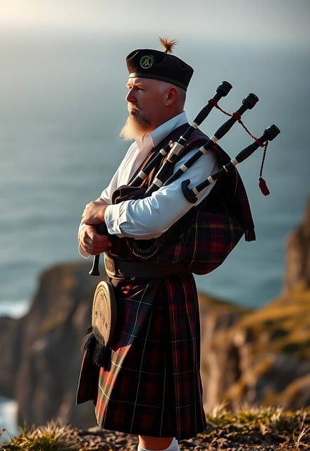 Free man bagpipes traditional illustration