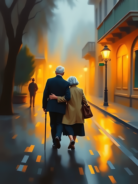 Free ai generated couple elderly illustration