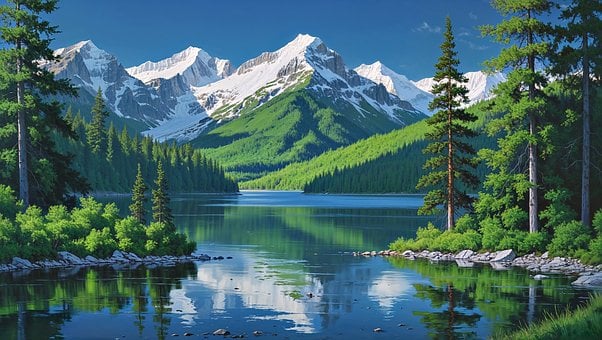Free Lake Mountains illustration and picture
