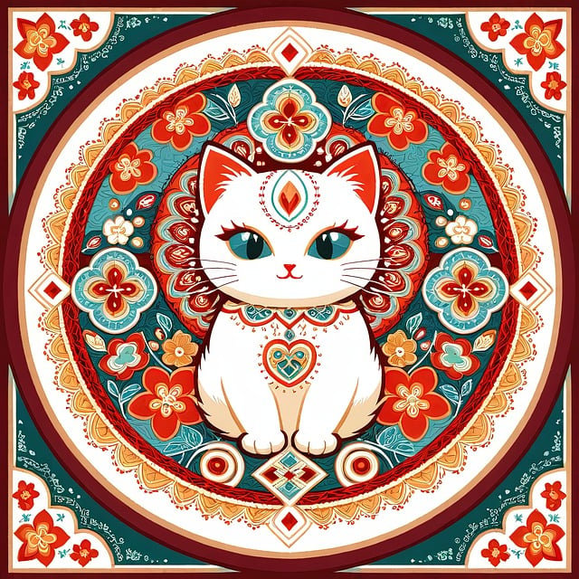 Ai Genereret, Kat, Mandala, Design