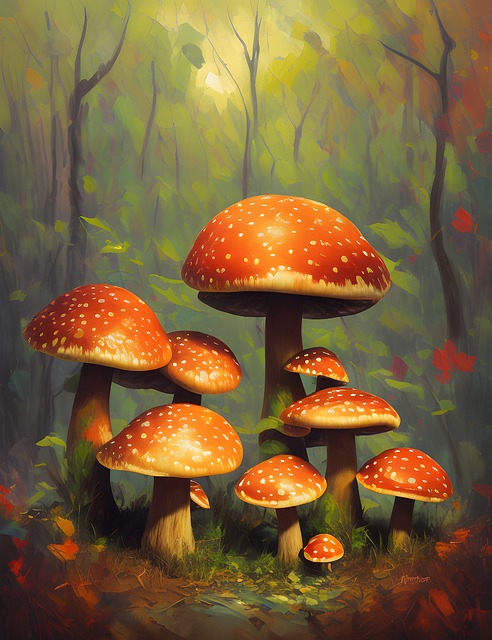 Free Ai Generated Mushrooms illustration and picture