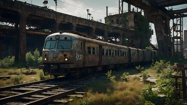Free ai generated train post-apocalyptic illustration