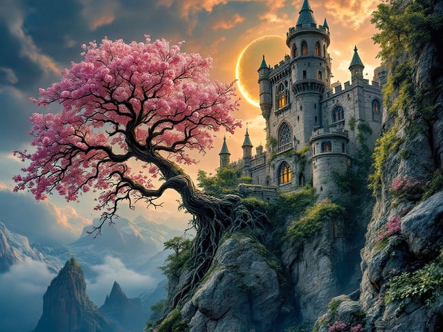 Free ai generated castle fortress illustration