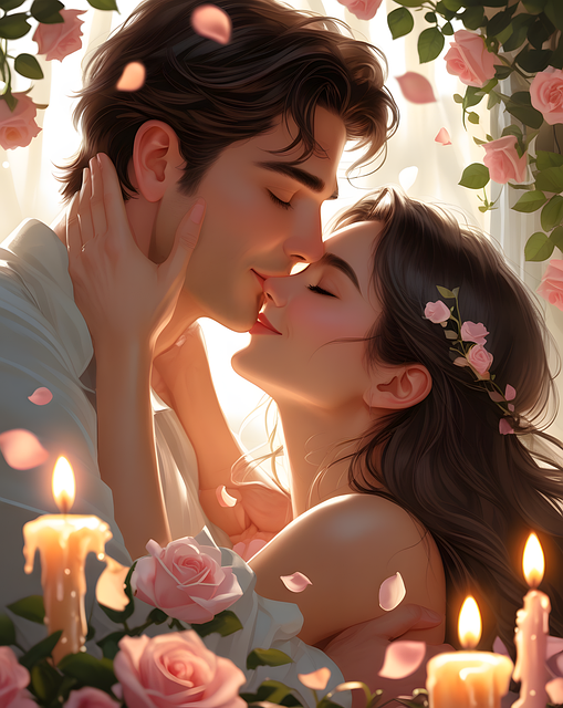 Free ai generated couple candles illustration