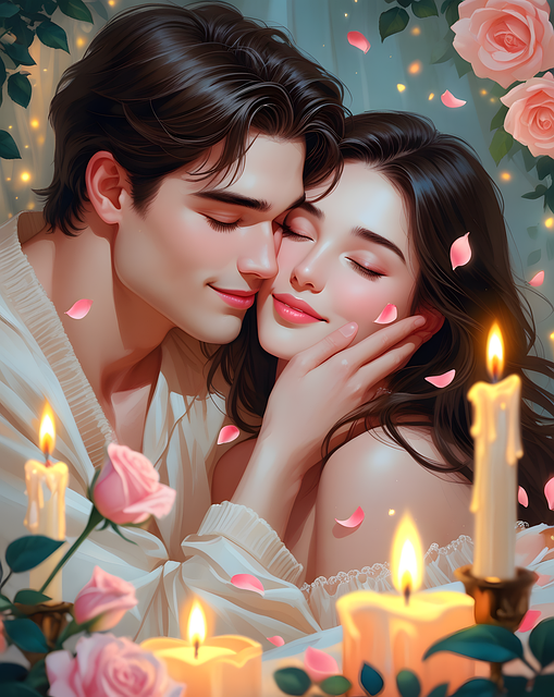 Free ai generated couple candles illustration
