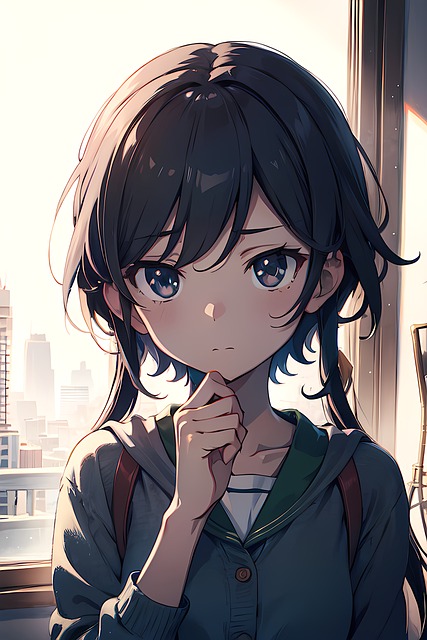 Free Anime Girl Worried illustration and picture