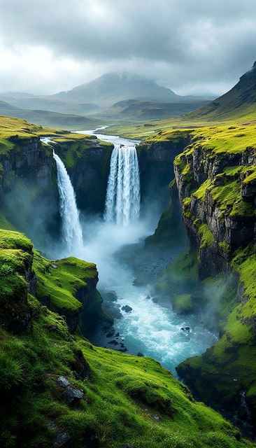 Free ai generated waterfall iceland illustration