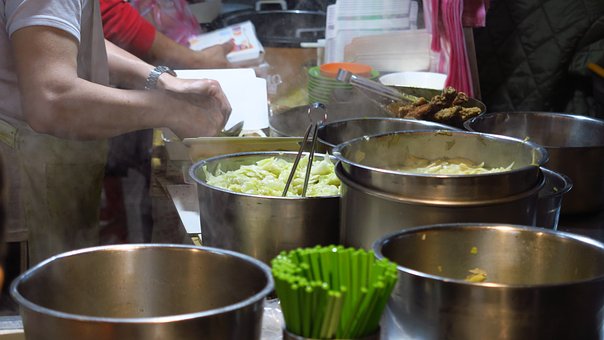 Lebensmittel, Nacht Markt, Kochen, Topf
