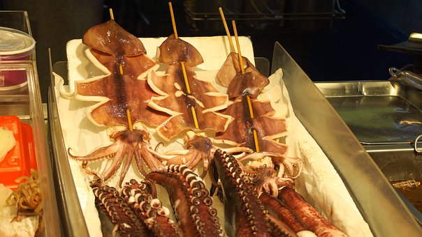 Lebensmittel, Nacht Markt, Tintenfisch