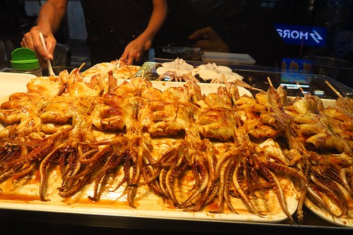 Lebensmittel, Nacht Markt, Tintenfisch