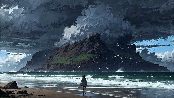 Playa, Nubes, Trueno, Mar, Orilla
